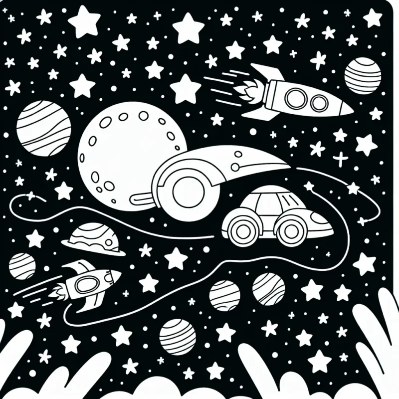 Une course de voitures spatiales dans l'univers étoilé
