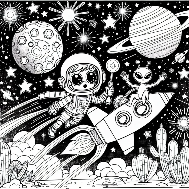 Un petit garçon imagine qu'il voyage dans l'espace, volant parmi les étoiles sur une fusée spatiale. Il est accompagné de son fidèle ami robotique ainsi que des extraterrestres amicaux rencontrés en cours de route. Ils découvrent ensemble des planètes inexplorées, des météores brillants et des systèmes stellaires lointains.