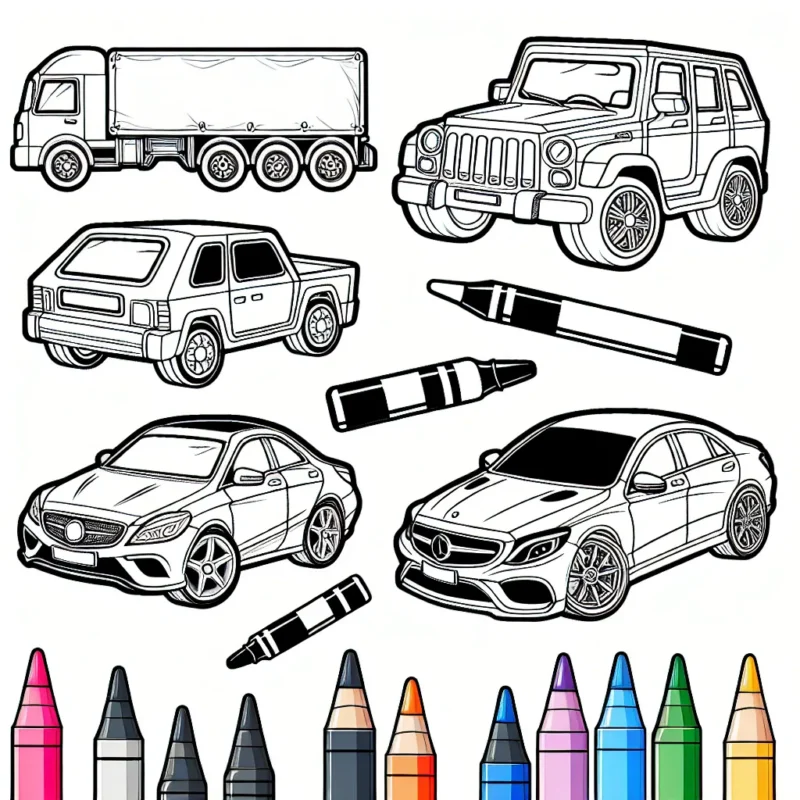 Chacune des voitures présentes sur ce coloriage représente une marque différente. Saurez-vous les reconnaitre et les colorer selon leurs couleurs originales ? Alors à vos crayons, prêts ? Go!