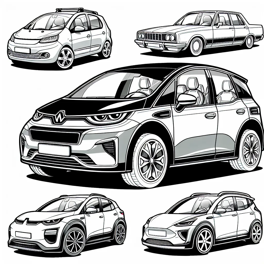 Dessinez et donnez des couleurs à différentes marques de voitures présentes sur la route : Renault, Peugeot, Volkswagen, Toyota et Tesla.