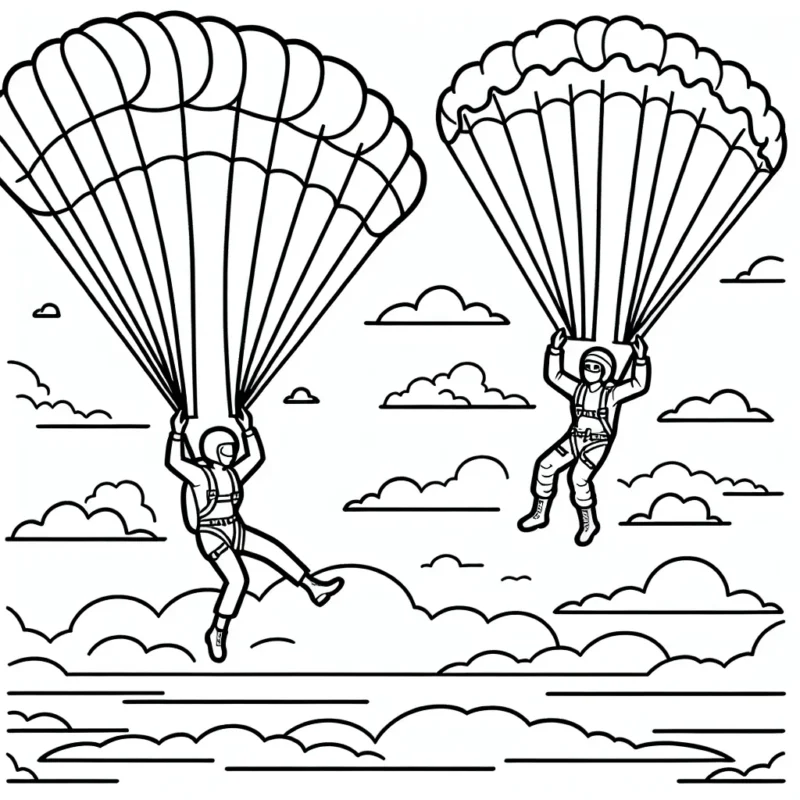 Deux parachutistes exécutant des figures en plein ciel