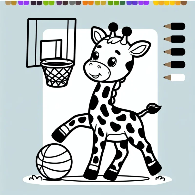 Une girafe sportive jouant au basketball
