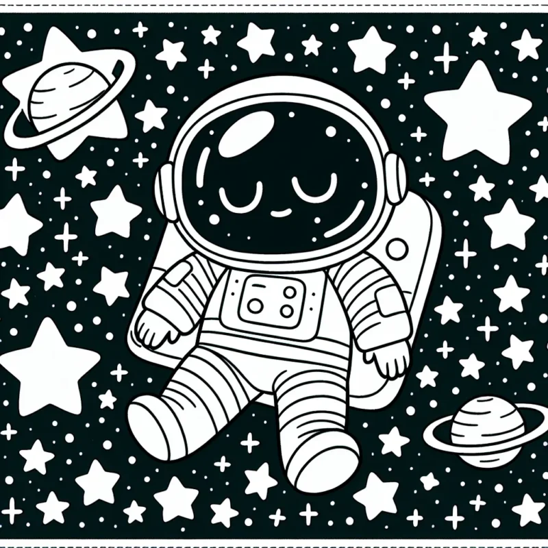 Un astronaute flotte dans l'espace, entouré d'étoiles scintillantes.