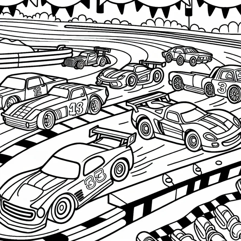 Une course palpitante entre différents types de voitures sur un circuit animé