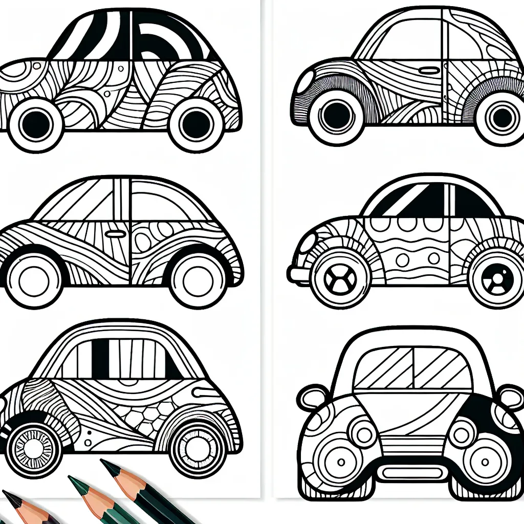 Dans ce lot de pages, vous trouverez différentes voitures classées par marque. On trouve notamment Ferrari, BMW, Mercedes, Toyota, Tesla et Audi. Chaque voiture est soigneusement illustrée pour représenter au mieux les détails précis de la marque.