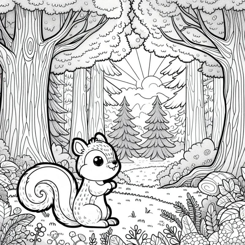 Un petit écureuil profitant d'une belle journée au coeur de la forêt enchantée