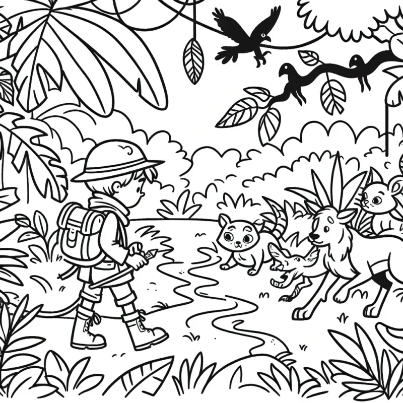 Imagine un courageux explorateur naviguant à travers les grands espaces de la jungle, rencontre des animaux sauvages sur son chemin, trouve des trésors inconnus cachés et esquive avec agilité des pièges dangereux.