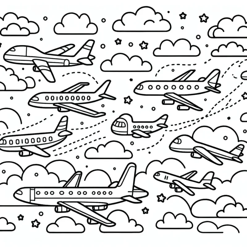 Un voyage dans les cieux avec une flotte d'avions colorés