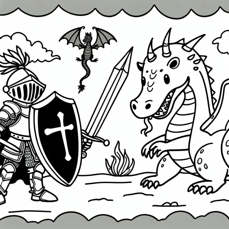 Un jeune chevalier courageux qui protège son royaume d'un dragon féroce.