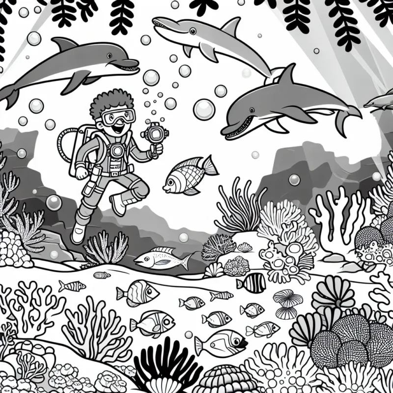 Un super-héros mène une quête passionnante dans les profondeurs des océans pour sauver un trésor volé par un méchant pirate sous-marin. Il y a des dauphins, des requins, des poissons luminescents et de nombreux coraux de toutes les couleurs autour !