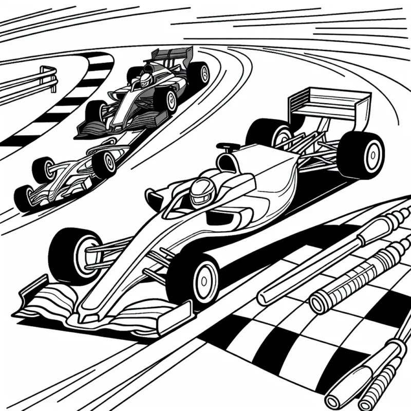 Un circuit automobile foisonnant d'action, avec des voitures de courses colorées jaillissant des pistes