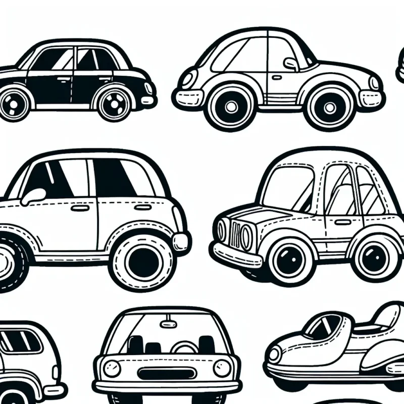 Dessine une collection de voitures en fonction de leur marque. Chaque marque doit avoir un modèle de voiture unique et populaire associé.