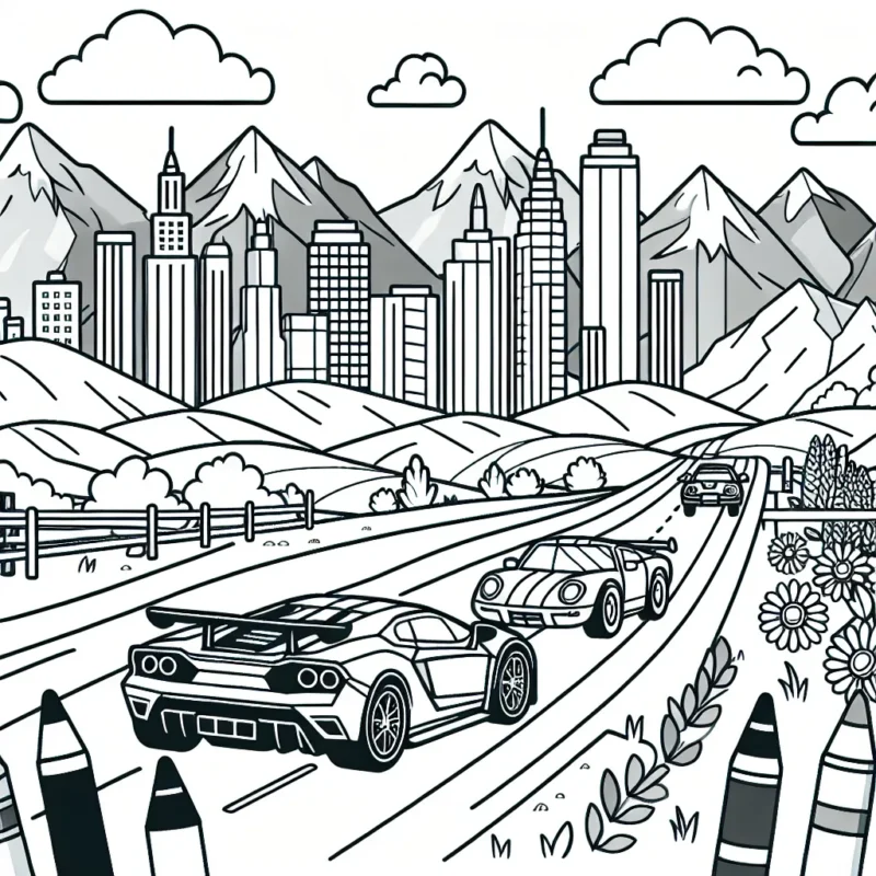Une course épique de voitures de sport à travers différentes scènes - ville, désert, montagnes et forêt.