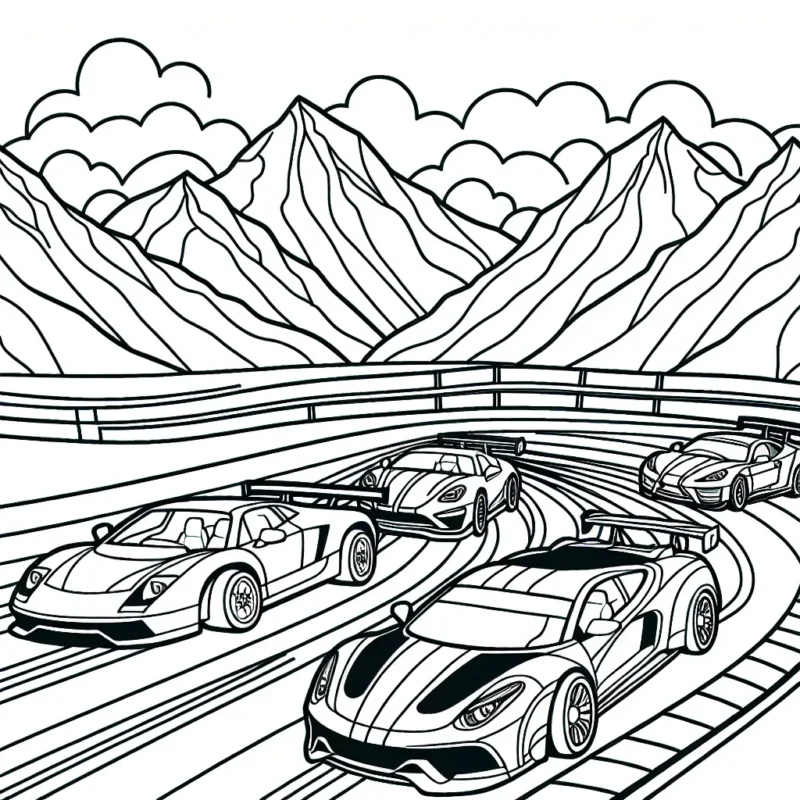 Une course passionnante de voitures de sport sur une piste en zigzag à travers les montagnes.