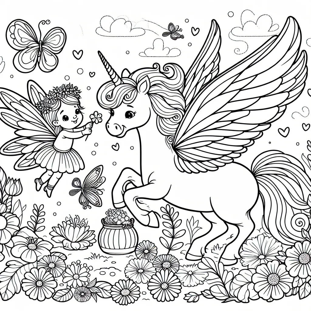 Dans un royaume enchanté, au milieu d'un jardin fleuri, une petite fée vole autour d'une magnifique licorne ailée. Les deux meilleurs amies sont en train de préparer une fête pour célébrer le retour du printemps.