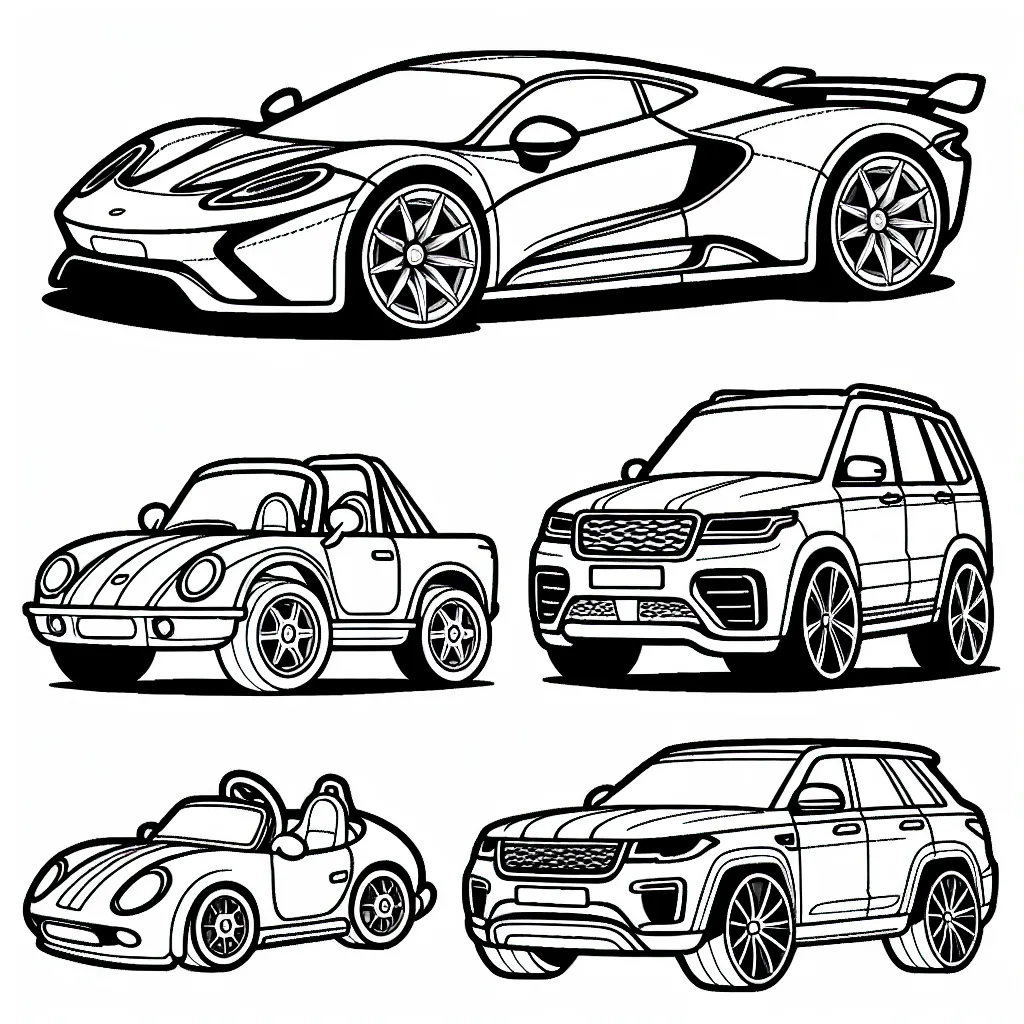 Dessine une voiture modèle de chaque marque mainstream