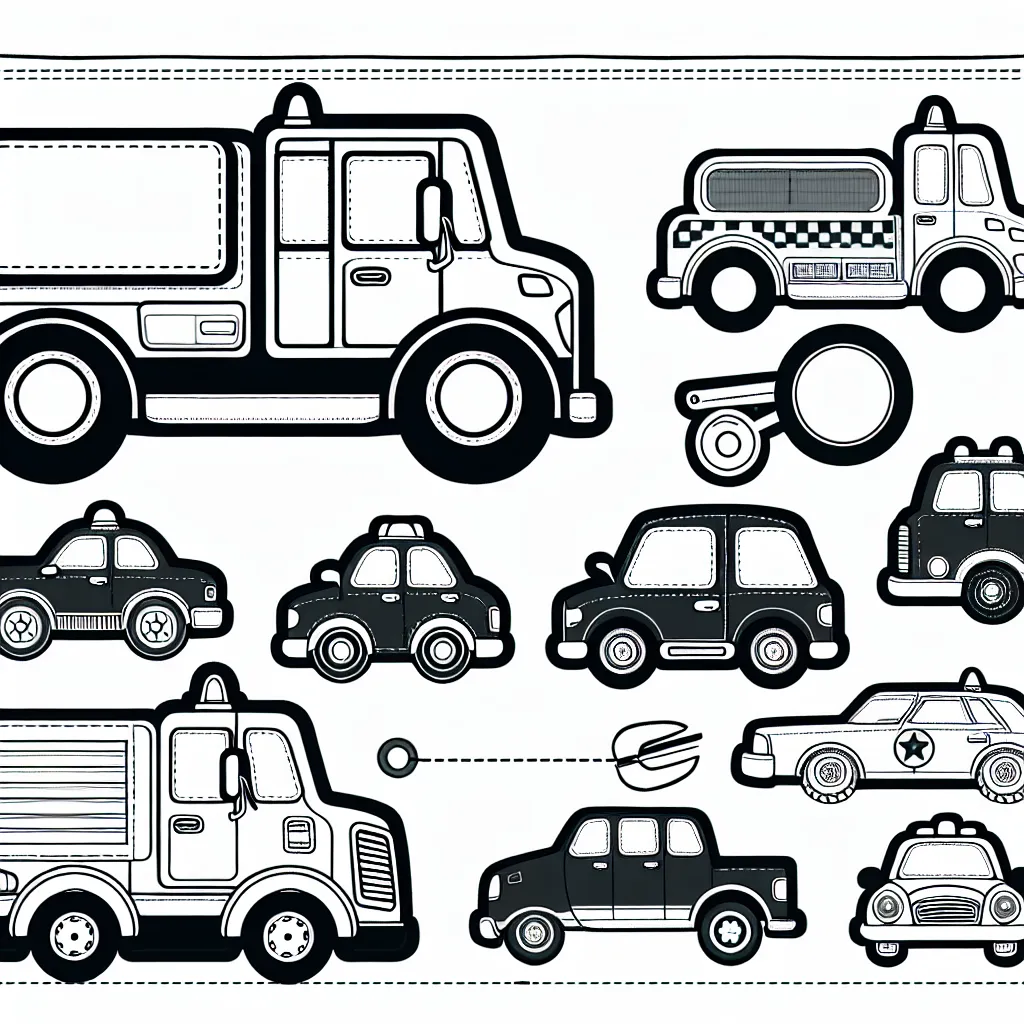 Dessine et colorie des voitures par marque telles que Renault, Peugeot, BMW, Ferrari etc. Tu peux les identifier grâce à leur emblème sur le capot. Fais preuve de créativité et d'imagination !