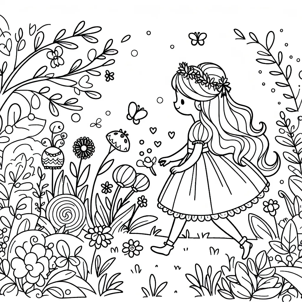 La petite princesse explore un jardin magique