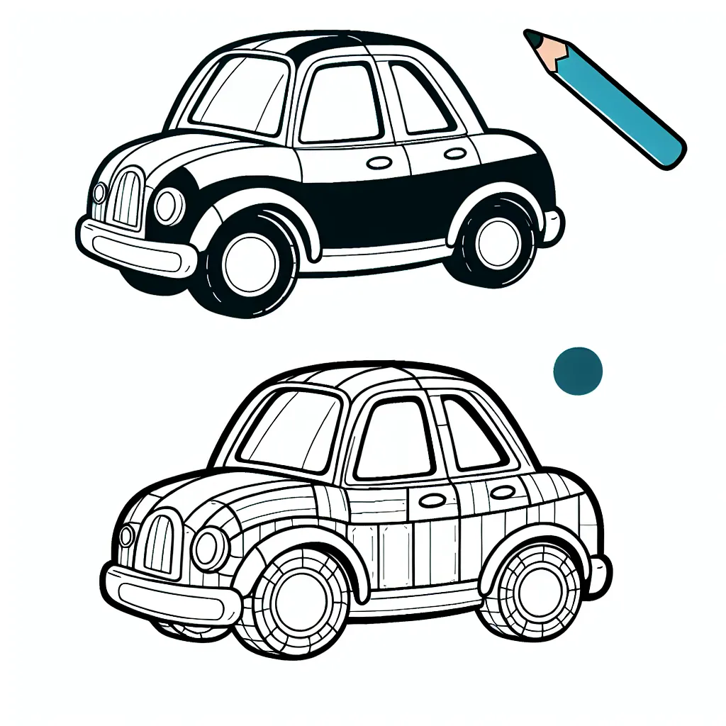 Tu es un talentueux designer automobile et tu as reçu une commande pour créer une nouvelle voiture. Affiche ton talent et colore cette superbe ébauche de voiture!