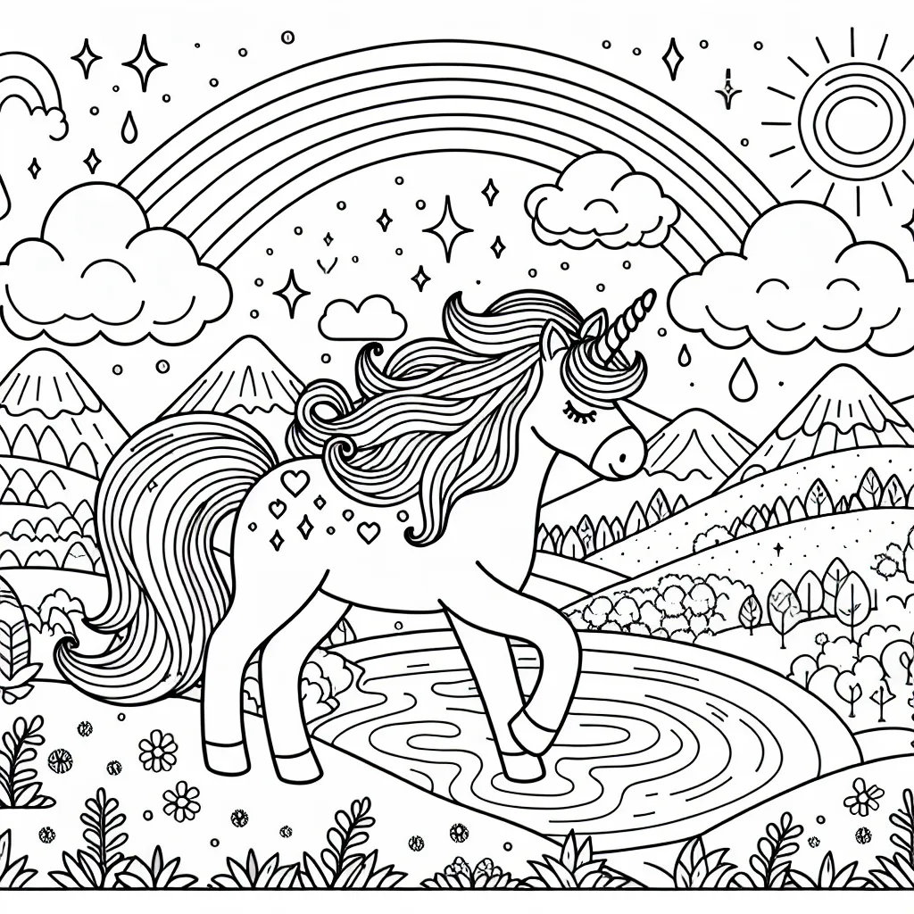 Capable de voler et de soulager la douleur par simple toucher, la licorne est un animal magique très apprécié. Pensez à colorer sa crinière en arc-en-ciel et son corps en blanc immaculé pour mettre en valeur sa pureté. N'oubliez pas non plus le paysage enchanteur qui l'entoure, composé de vallées verdoyantes, de sources scintillantes et d'arc-en-ciel.