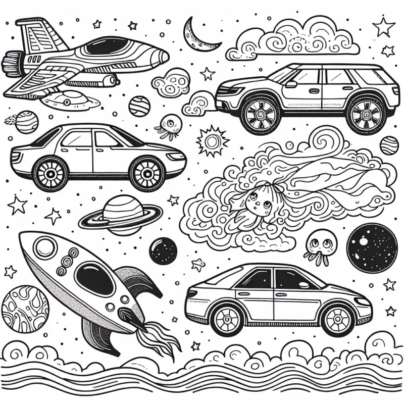 Imagines un univers automobile unique avec des voitures ciel, des voitures terre et des voitures mer. Quelles couleurs donnerais-tu à ces véhicules?