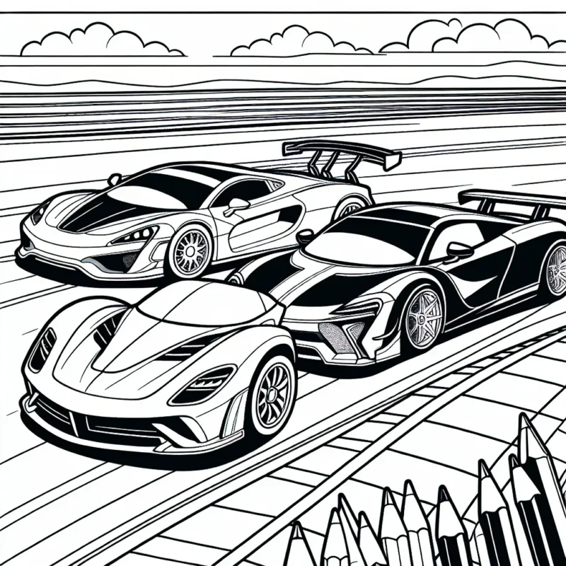 Dessine une Ferrari, une Mercedes, et une Tesla côte à côte dans une course passionnante !