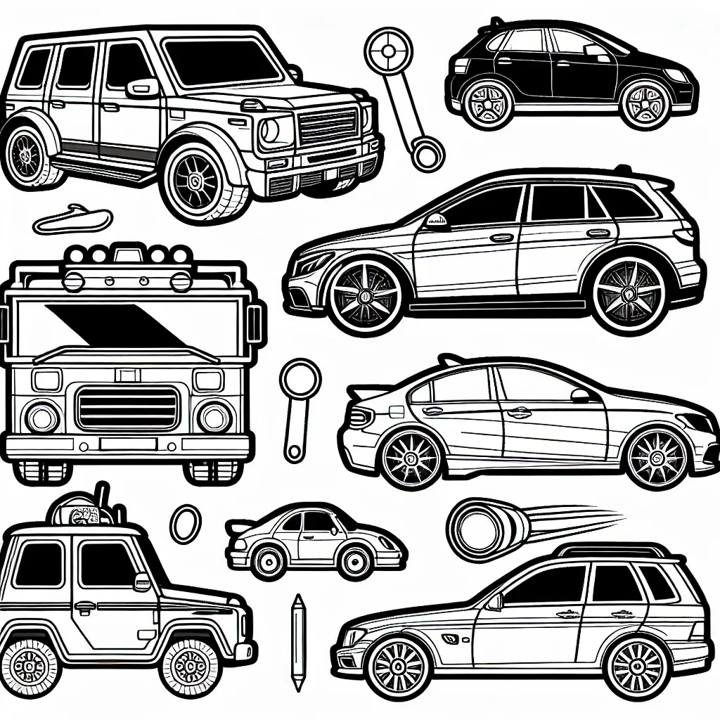 Colorie ces voitures de différentes marques prestigieuses!