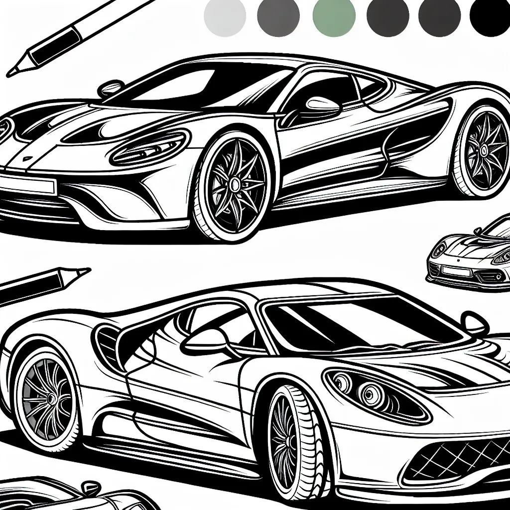 Dessine des voitures célèbres par marque comme Ferrari, Lamborghini, BMW, Mercedes, Audi, et Renault.