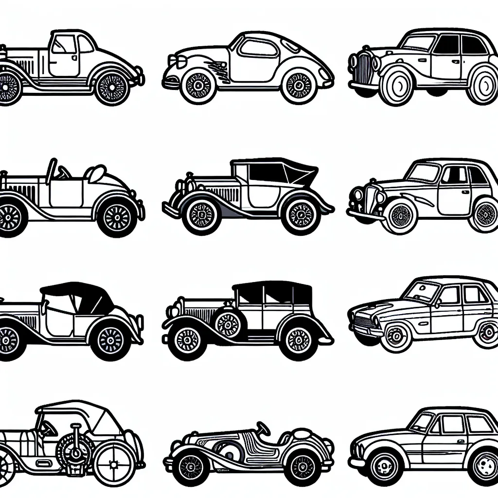 Un voyage visuel à travers l'histoire de l'automobile où chaque marque a son identité colorée unique