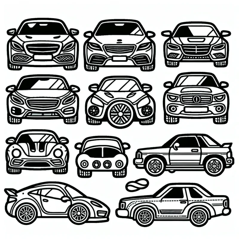 Découvre les différentes marques de voitures à travers ce coloriage amusant ! Tu auras un aperçu de ces marques de voitures célèbres comme BMW, Mercedes, Ford et bien d'autres.