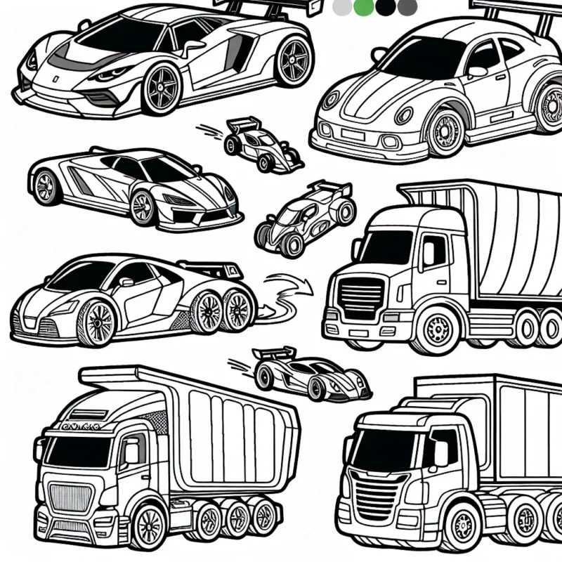 TeVoiranelment illustré de nombreux types de voitures - des voitures de course rapides, des camions lourds, des voitures électriques éco-responsables, à la voiture de sport extravagante. Utilisez une variété de couleurs pour donner vie à ces véhicules!