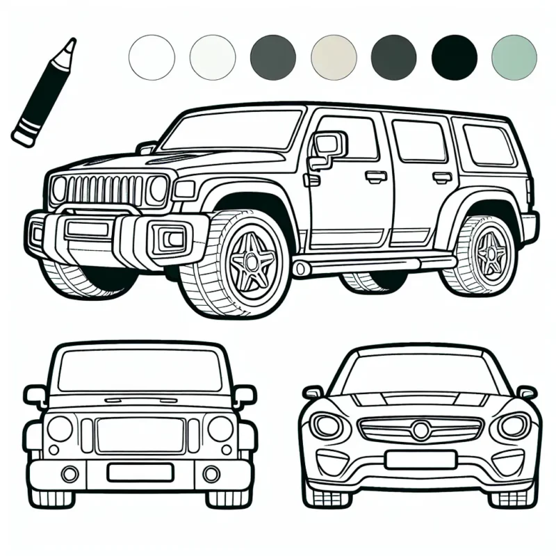 Dessine et colorie ta voiture préférée en te basant sur différentes marques de voitures.