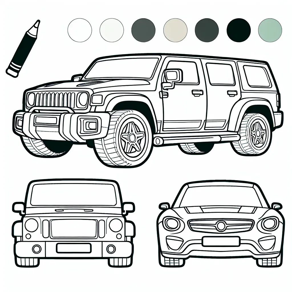 Dessine et colorie ta voiture préférée en te basant sur différentes marques de voitures.