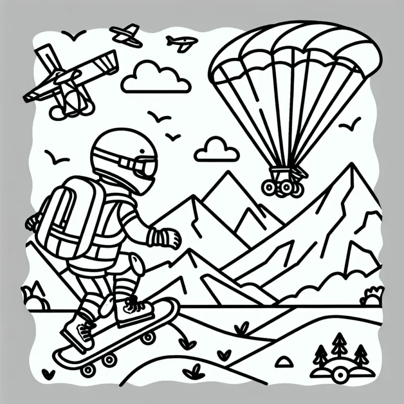 Dessine ton aventure de sport extrême préférée ! Équipe-toi avec un casque, des rollers, un skateboard ou même un parachute. Ajoute de l'excitation à ton dessin en ajoutant des montagnes, des rampes ou des falaises. Utilise tes couleurs préférées pour rendre ta scène d'aventure plus vraie que nature !