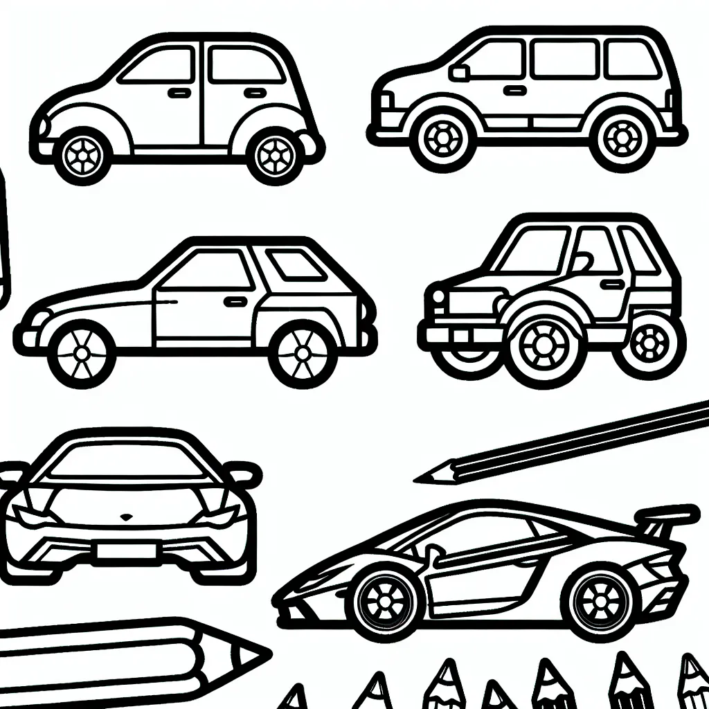 Dessine et colorie différentes marques de voitures