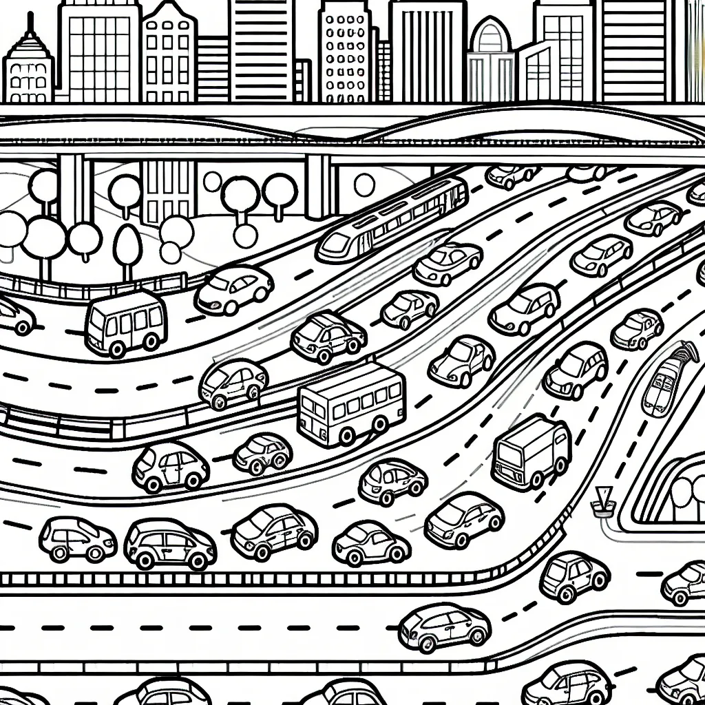 Un circuit routier animé avec différentes voitures