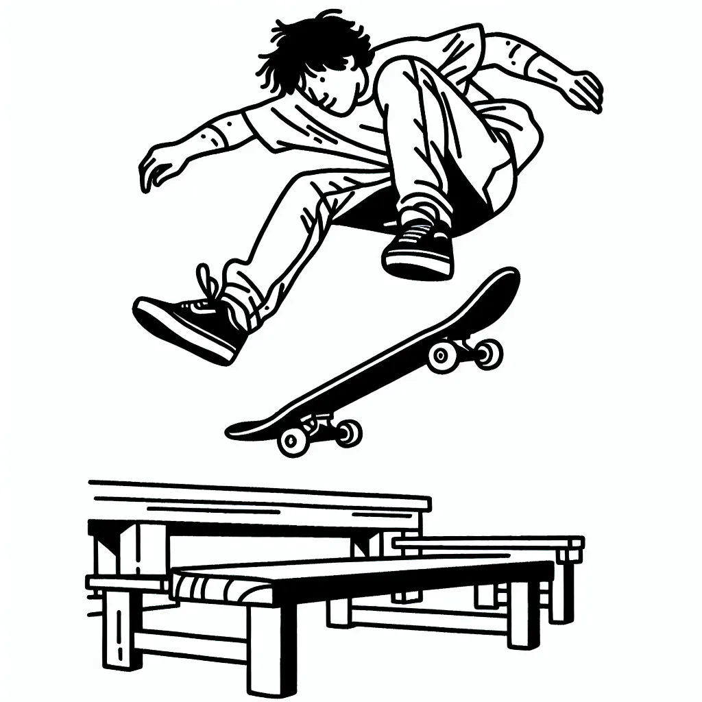 Un skateboarder professionnel en plein saut.