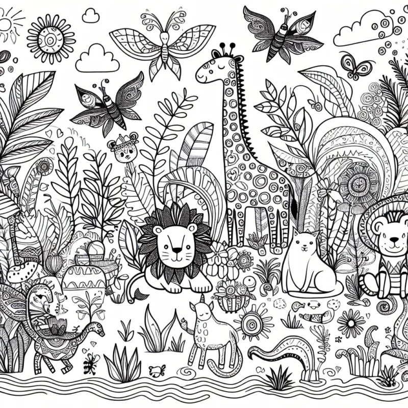 Dessine un jardin magique peuplé d'animaux fabuleux et de plantes exotiques.