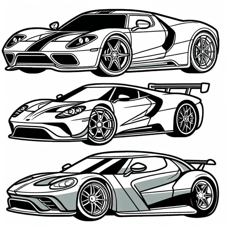 Dessine une Ferrari, une Mercedes et une BMW chacune en utilisant ta couleur préférée