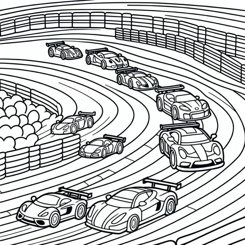 Une course palpitante de voitures de course colorées sur un circuit animé