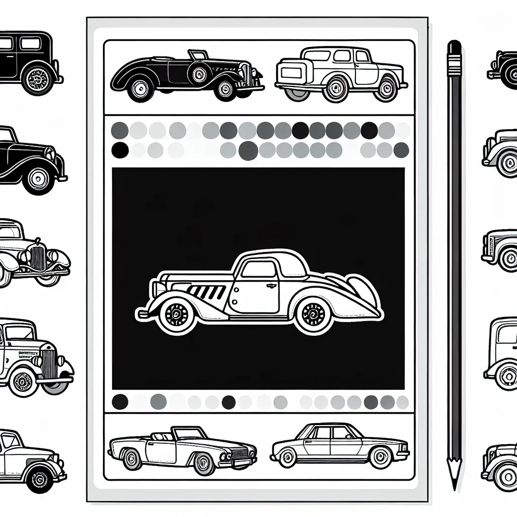 Feuillette un vaste choix d'images de voitures classées par marque pour laisser libre cours à ton talent de coloriste.