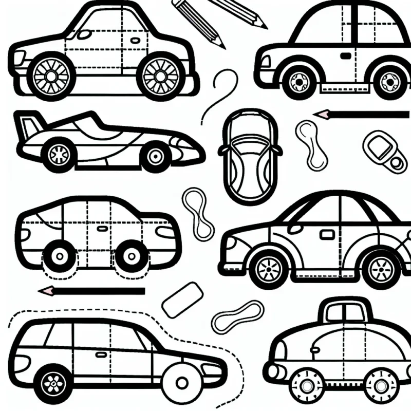 Dessinez différentes marques de voitures célèbres, chacune avec ses propres caractéristiques et détails uniques.