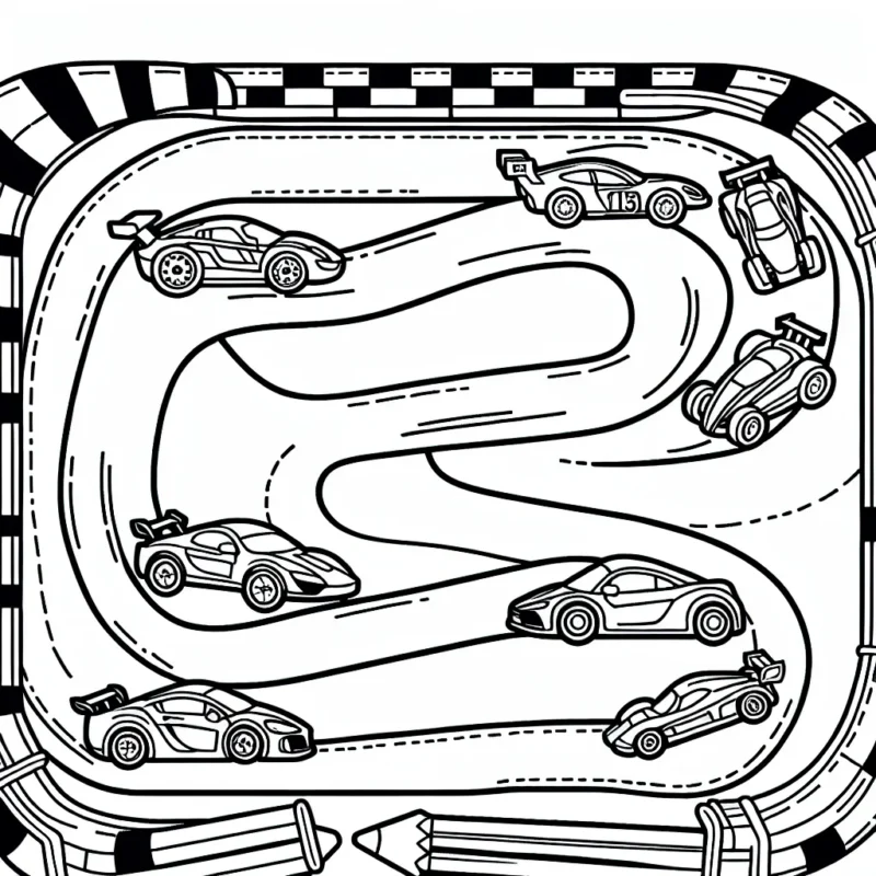 Circuit de course avec des voitures de différentes marques