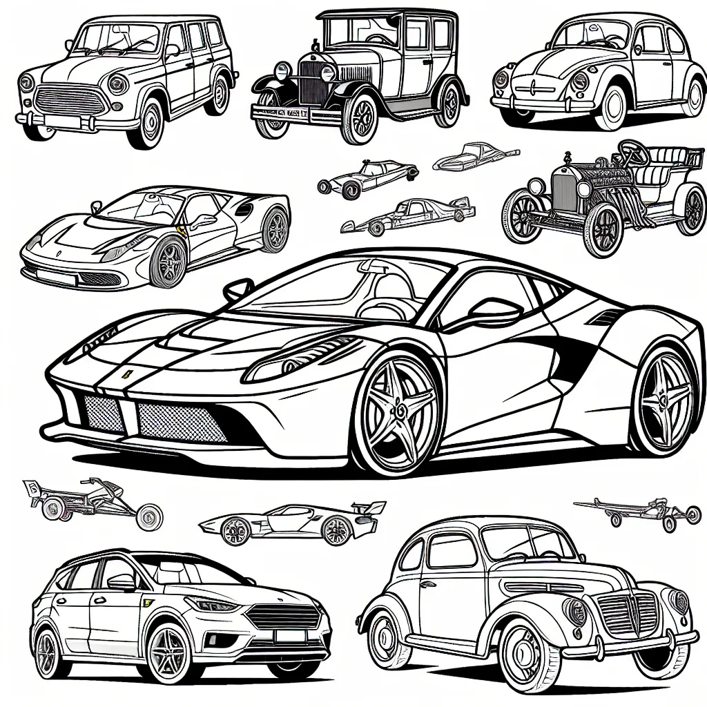 Dessine et colore les différentes marques de voitures du monde entier. Du chic italien avec la marque Ferrrari, à la précision allemande avec Mercedes, remonte dans le temps avec la Ford Model T et démarque-toi avec une Tesla radicalement moderne. N'oublie pas la couleur typique de chaque marque!