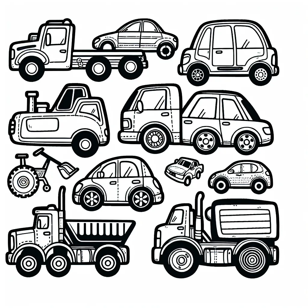 Création d'un coloriage mettant en vedette des voitures de différentes marques