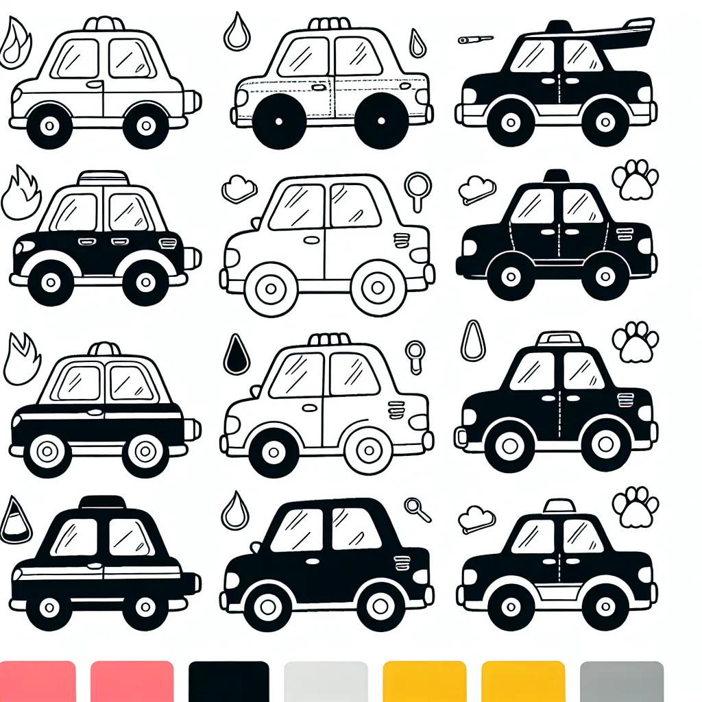 Dessine chaque voiture en associant la couleur appropriée à chaque marque!