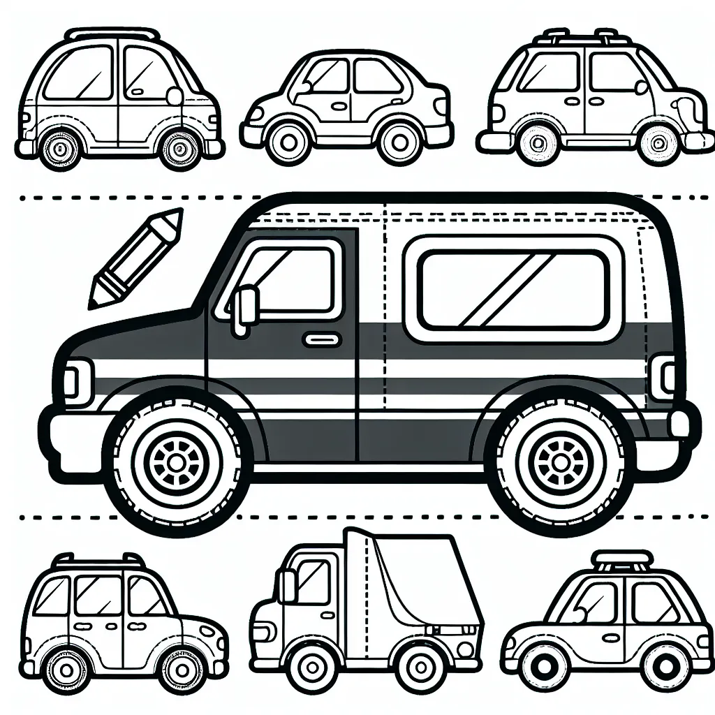 Dessine et colorie différentes marques de voitures célèbres