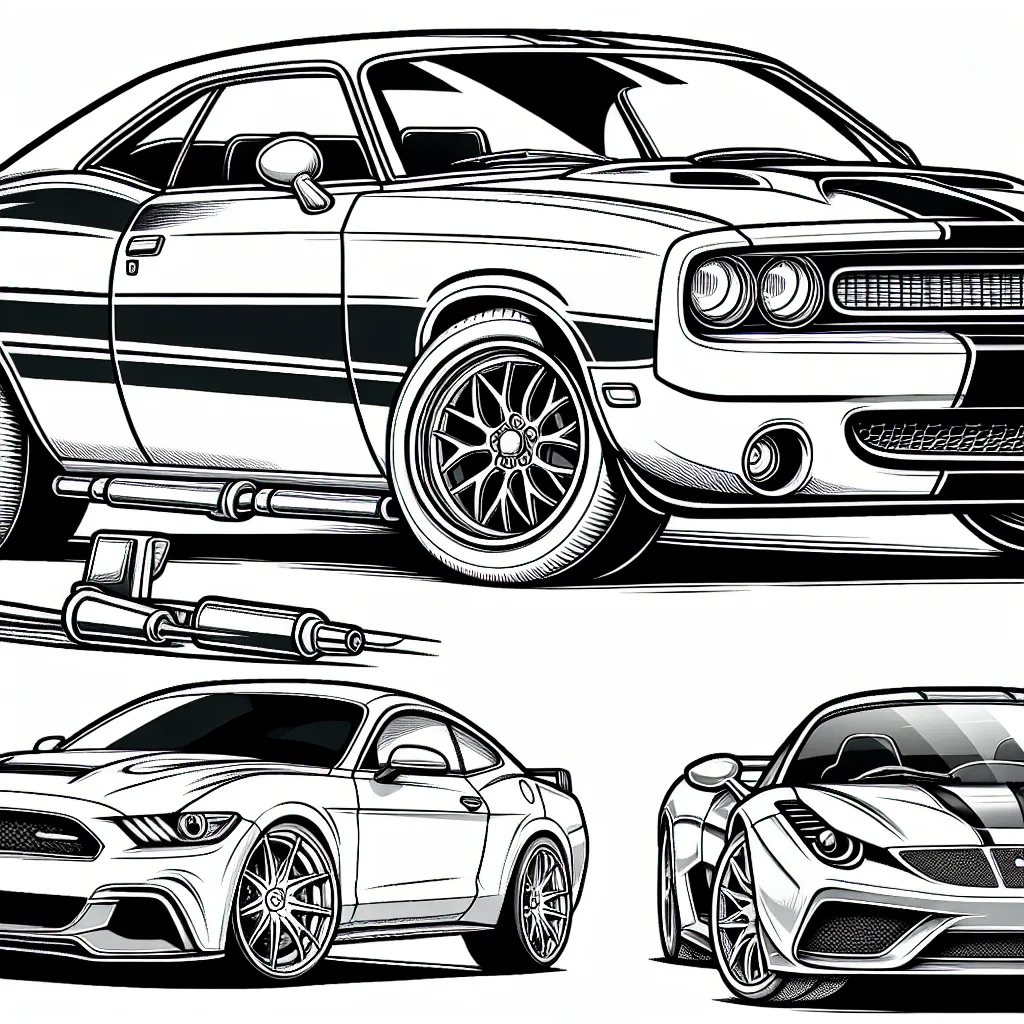 Dessine et colore des voitures selon leurs marques comme Ford, BMW, Audi, Mercedes et Ferrari