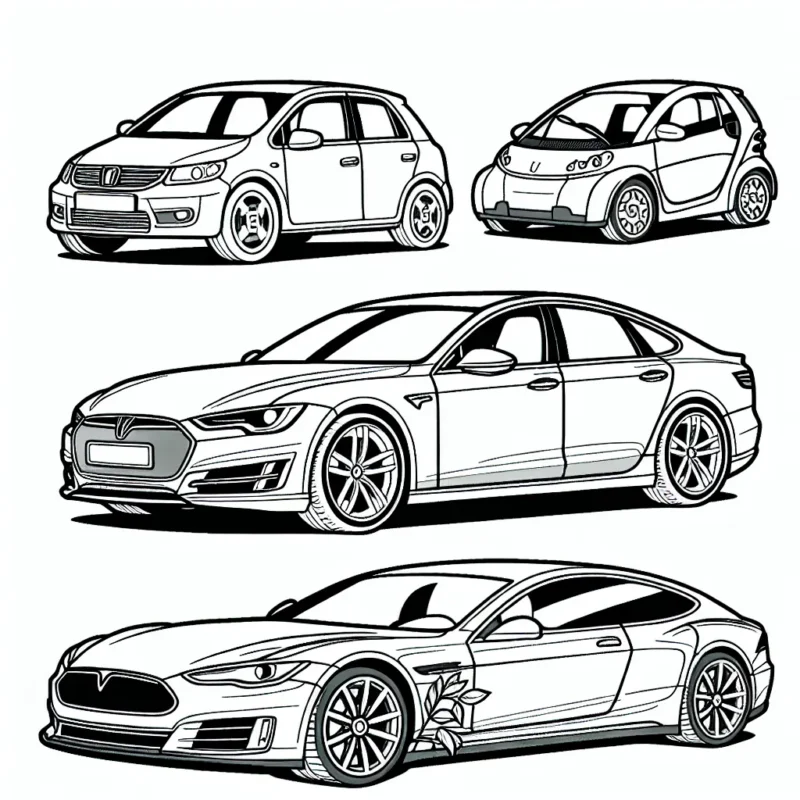 Les Enfants, colorier votre voiture préférée parmi Honda, Tesla, BMW et Audi