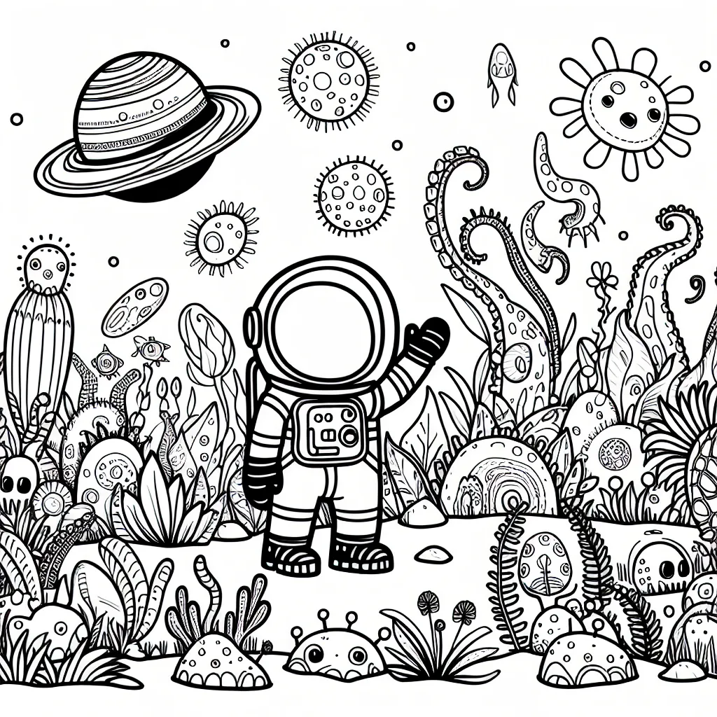 Un astronaute a atterri sur une planète inconnue remplie de plantes étranges, d'animaux fantastiques et de créatures extraterrestres. Aide-le à donner des couleurs à cet univers incroyablement nouveau et excitant !